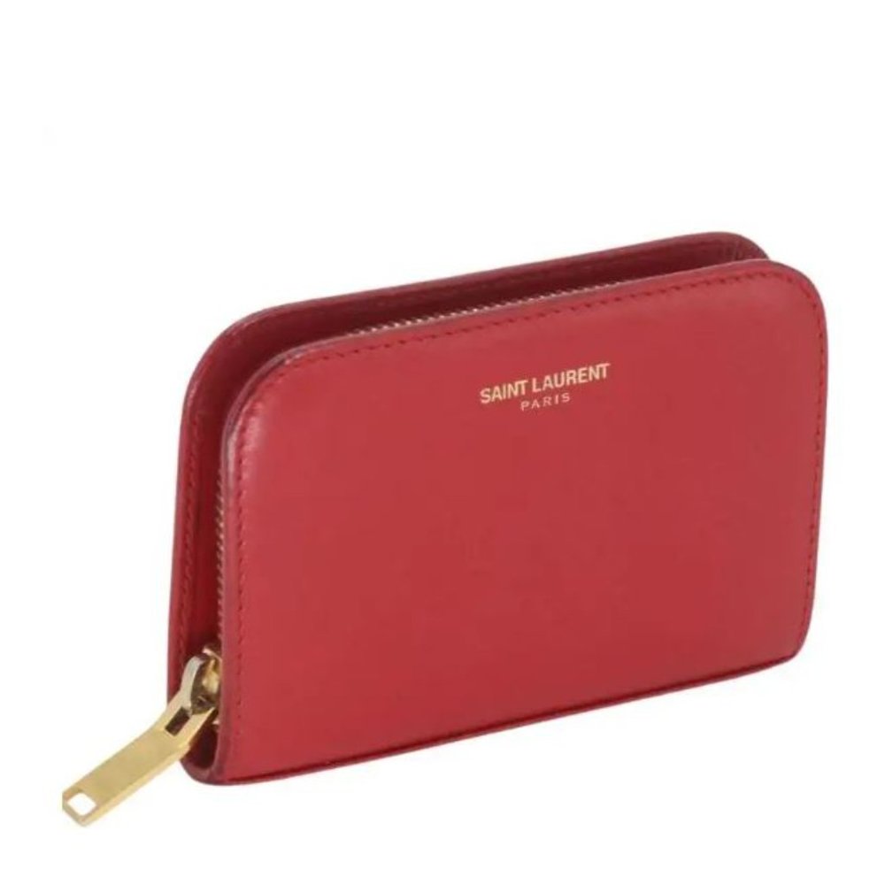 Saint Laurent Leather Compact Zip Coin Purse